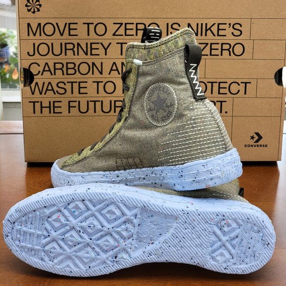 Converse Mens CTAS Crater Hi Canvas Renew 169417C Yellow/Carbon Jasper - Picture 6 of 13